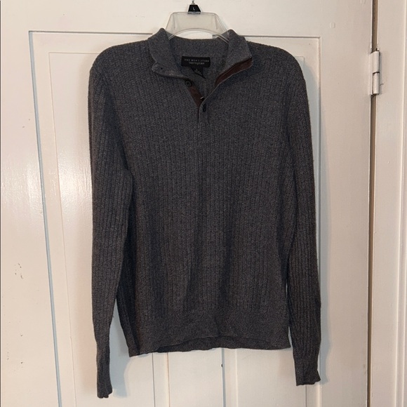 Bloomingdale's Men’s Charcoal Quarter Zip-Up Pullover Sweater Large Preppy - Picture 1 of 14